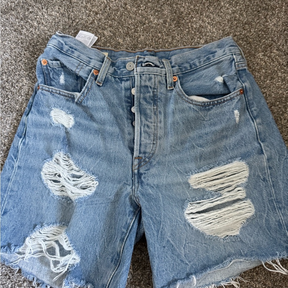 Levi's Blue Distressed Jean Shorts